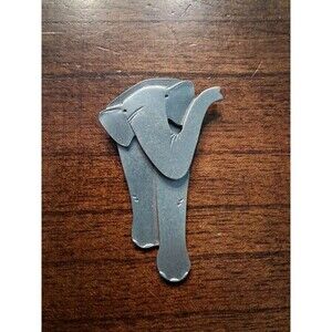 Elephant Brooch Pin Mali Signed Pewter 2.5"  Articulated Body Dangles Moves